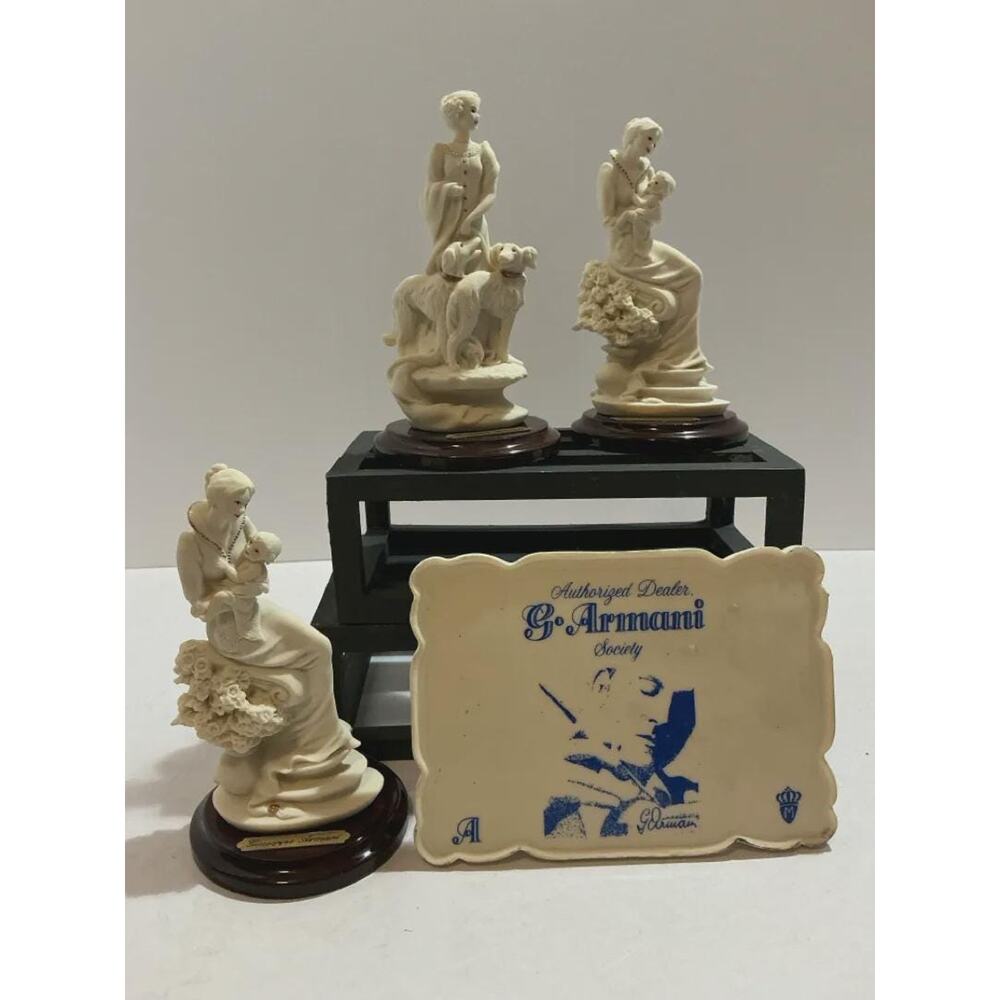 Lot 4 Giuseppe Armani Florence Figurine Lot Plaque Lady Dogs Maternity 1994
